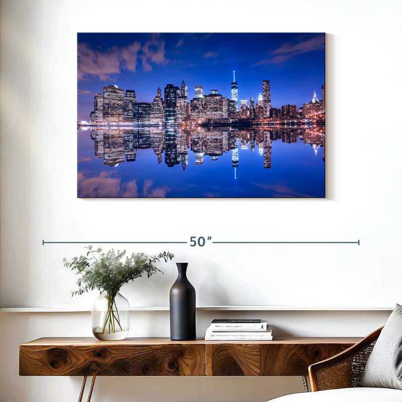 Sireci Manhattan Night Skyline, 26'' H x 39'' W