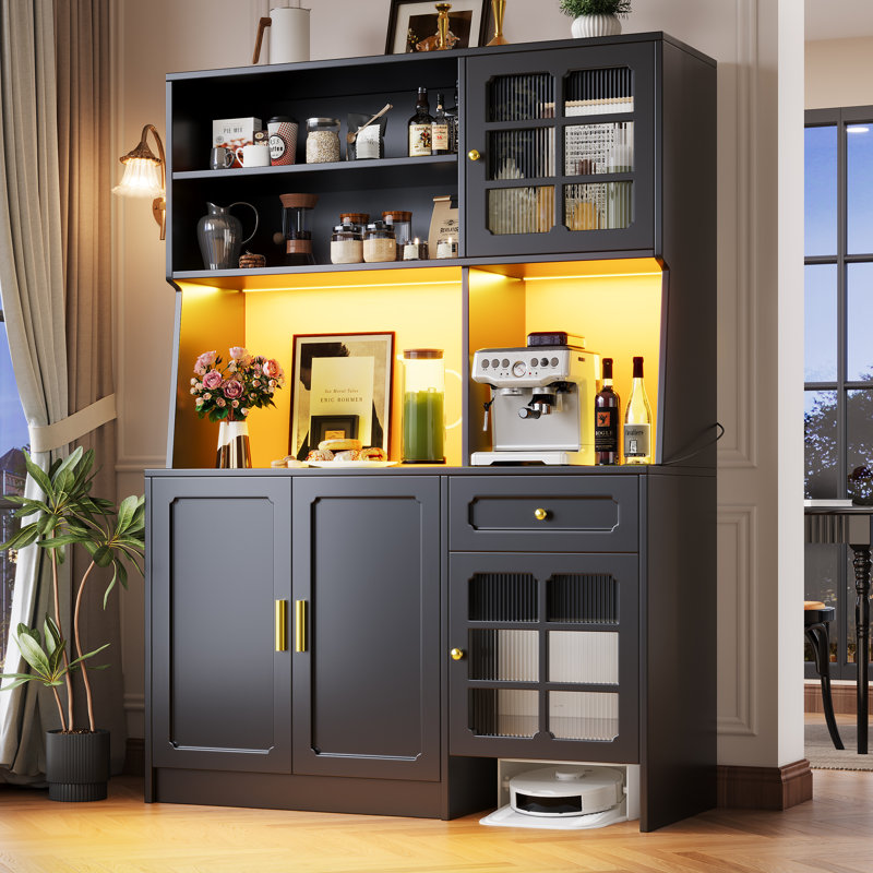 180cm Kitchen Pantry, Black