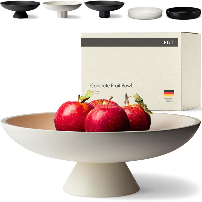 Bol à fruits en béton pour comptoir de cuisine Bol décoratif pour la maison Panier à fruits moderne pour le hall d'entrée Table à piédestal Bols décoratifs pour la maison