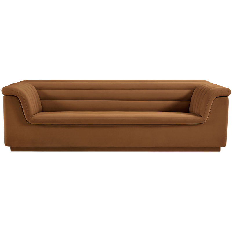 Hoenack 94'' Velvet Sofa, Saddle Velvet