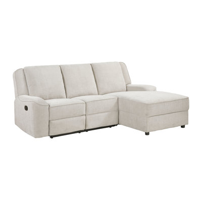 2-Piece Reclining Sectional with Right Chaise Beige Chenille Upholstery