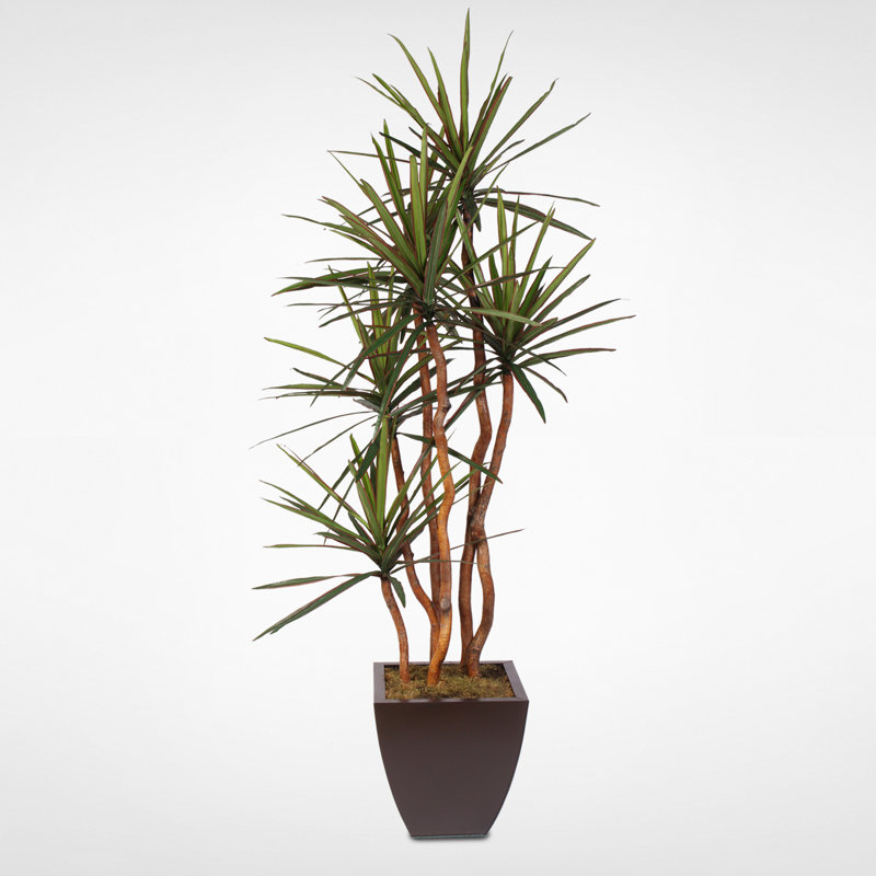 84'' Green Artificial Yucca Tree in Square Metal Planter