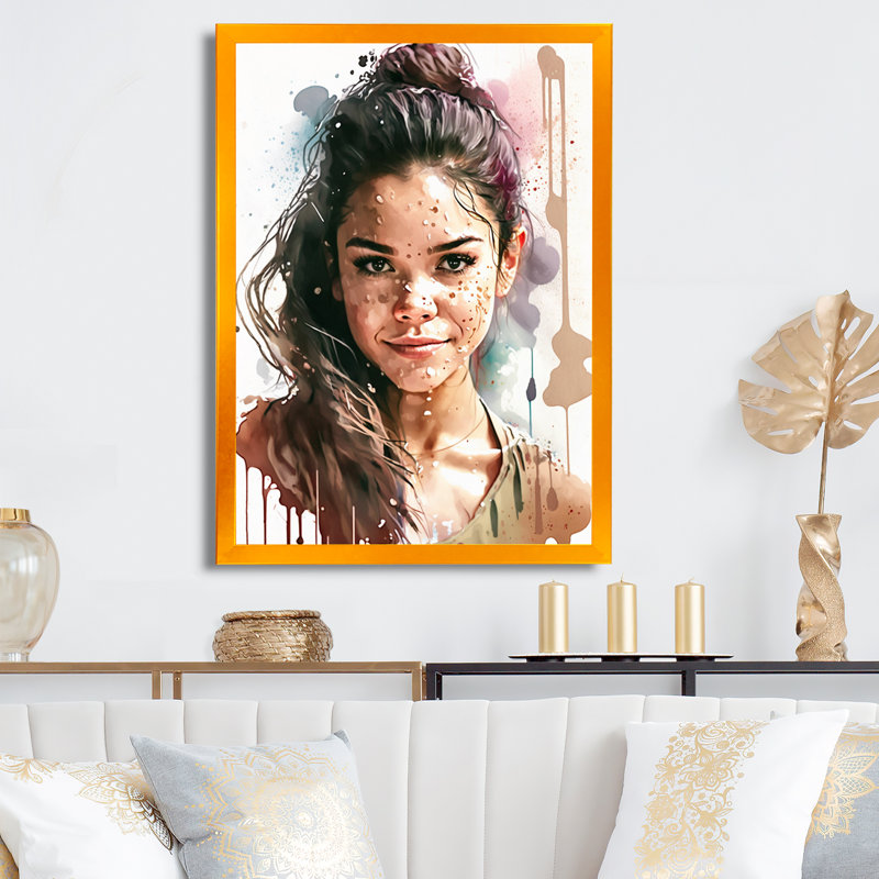 Style Icon Portrait IV - reproduction sur toile, H 32 po x l 24 po x P 1 po, Impression dorée sur toile encadrée