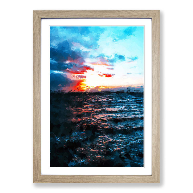 Moody Skies Above the Ocean - Picture Frame Graphic Art Print, Oak Framed, 48cm H x 36cm W x 2cm D