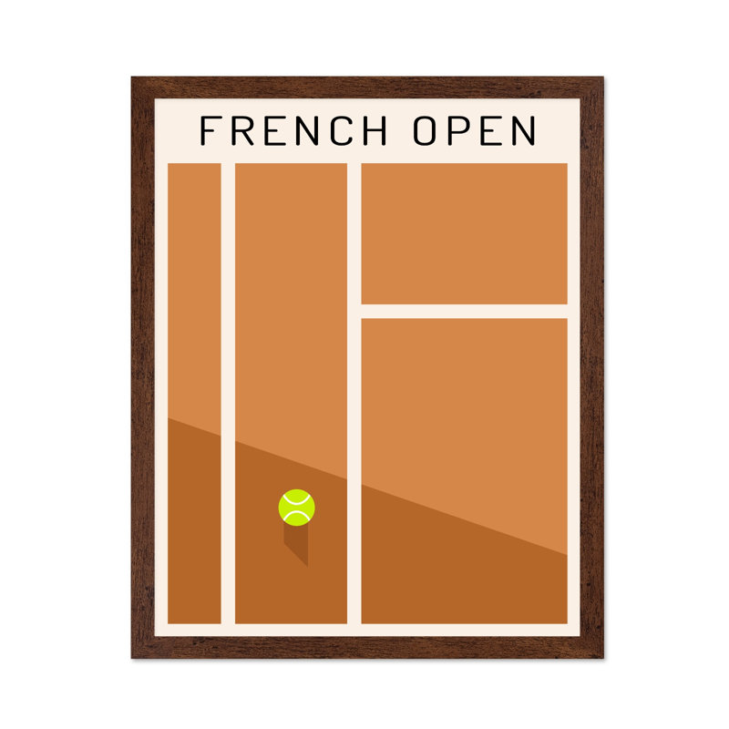 Tennis Open de France, Poster, 24"H x 32"W, Brown Framed