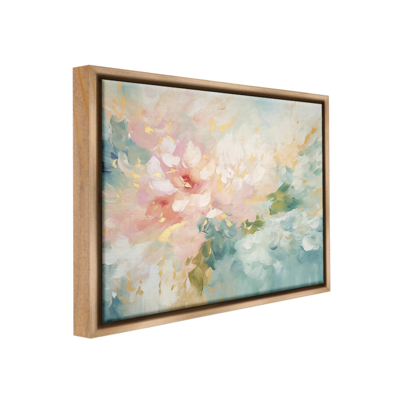 «Soft Flower Abstraction» par Gina Kelly, H 25 po x l 31 po, Cadre flottant orme Montalcino