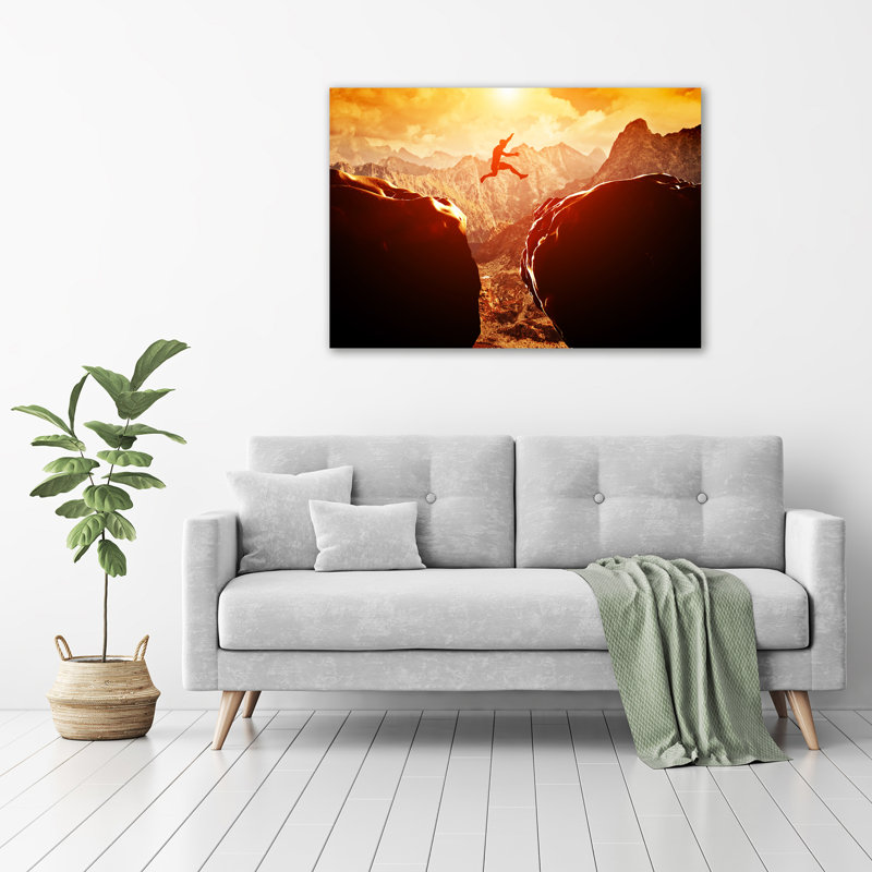 Jump Over The Precipice - No Frame Print on Canvas