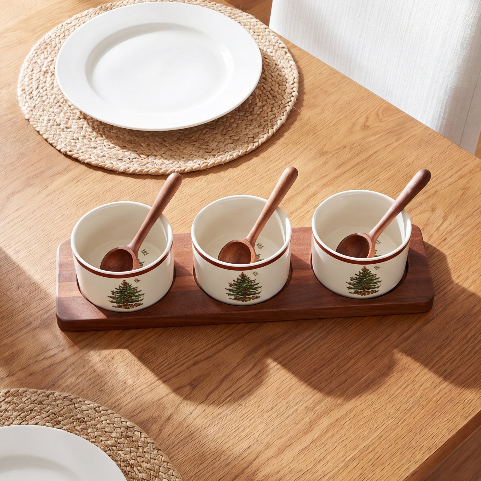 Christmas Tree Tartan Condiment Server