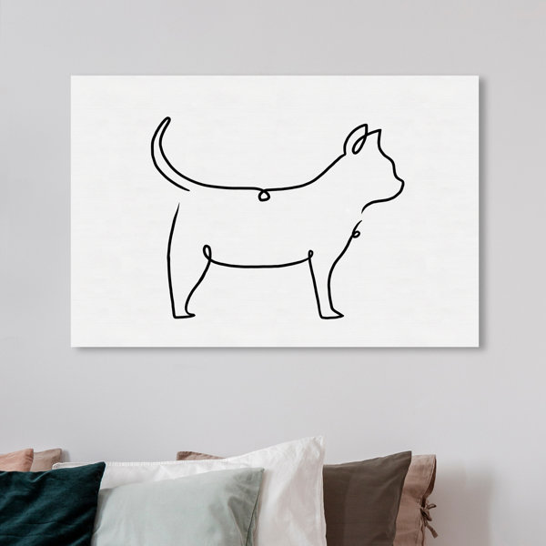 Winston Porter Cat Outline Framed On Canvas Print | Wayfair