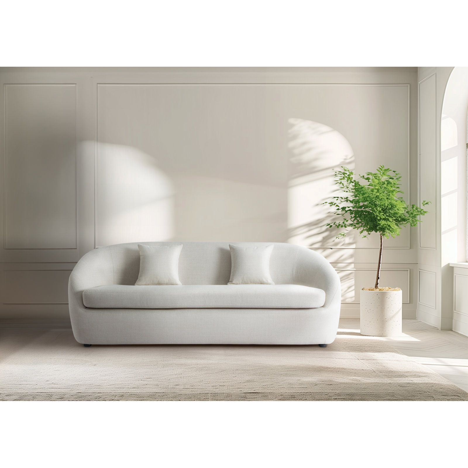 Stargazer 81'' Upholstered Sofa, Luxe Cream Basketweave