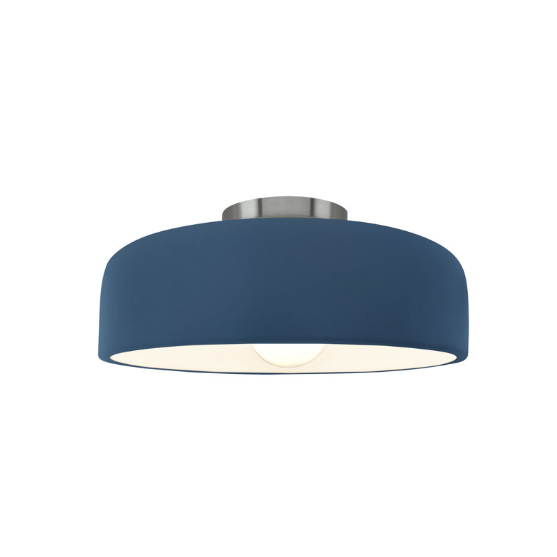 Radiance Ceramic Semi Flush Mount - Replaceable Bulb, Midnight Sky/Matte White, Brushed Nickel, 6" H x 10" W x 10" D