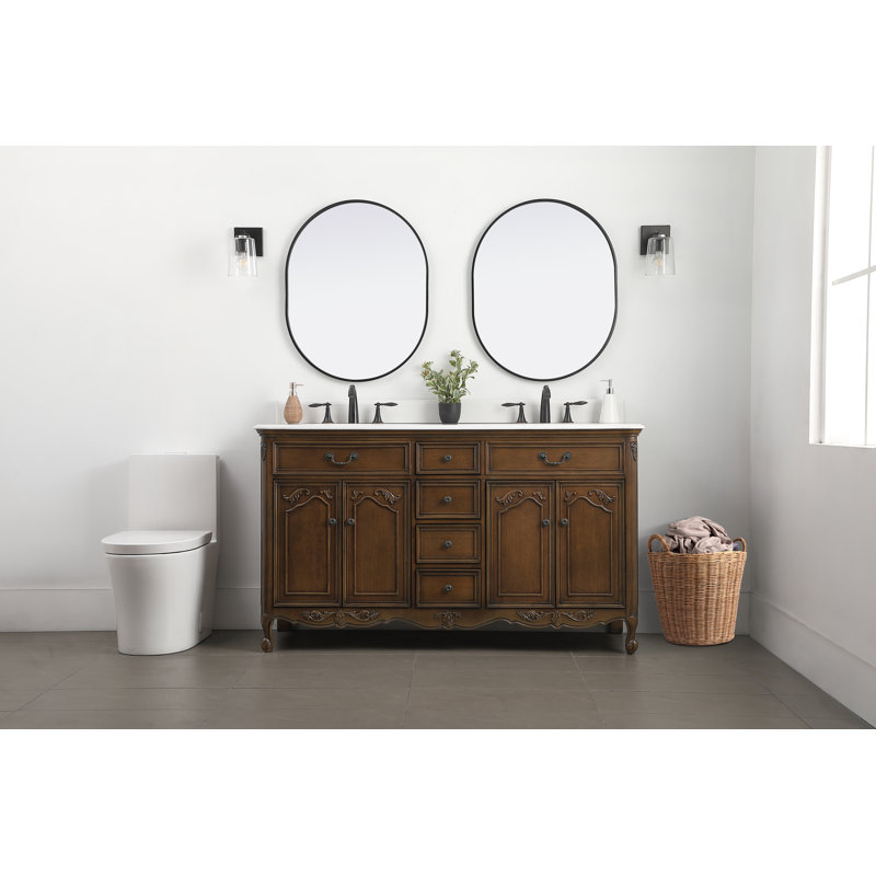 Ensemble de meuble-lavabo double 60 po Angelique, Sarcelle, Blanc pur