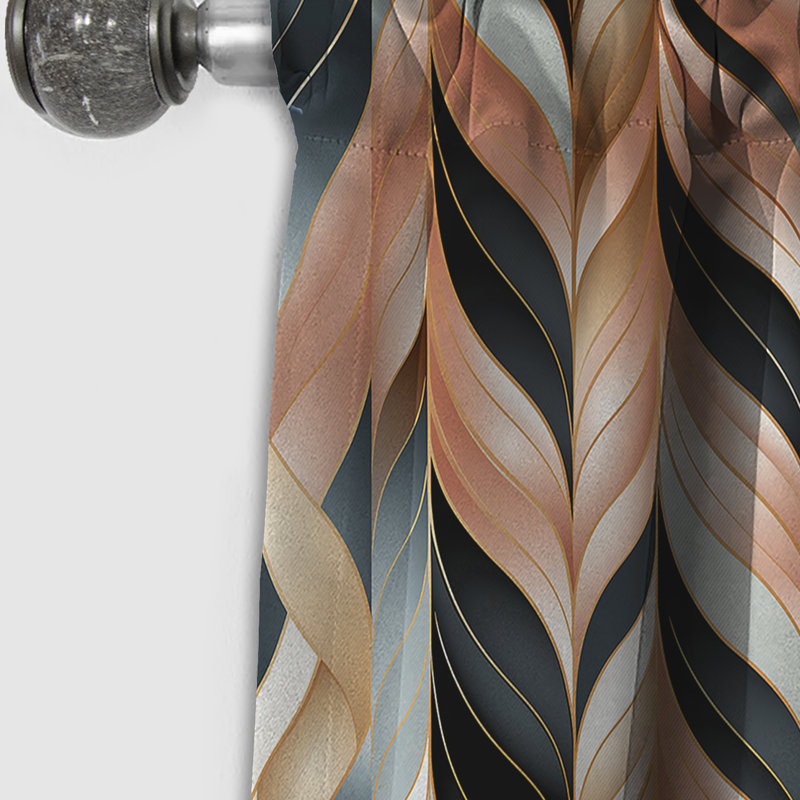 Glamour In Rose Gold Damask Pattern - Abstract Marble Damask Blackout Curtain - 1 Panels, 52" W x 108" L