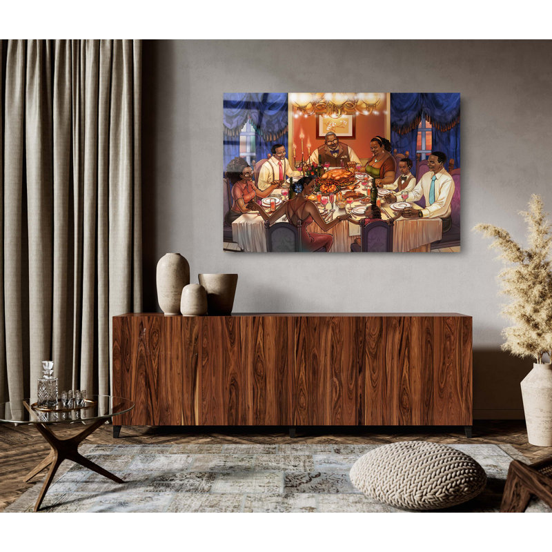 «Family Eating Dinner», décoration murale afro-américaine, impression murale acrylique, L 36 po x H 24 po