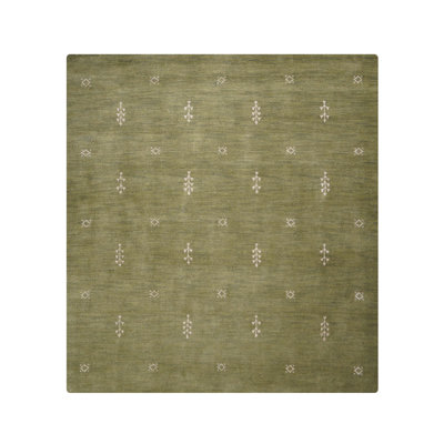 Nieve Hand Knotted Loom Wool Eco-Friendly Area Rugs - Square, Green White Color, Contemporary Modern Design, High Pile Thick Handmade Anti Skid Area Rugs for Living Room, Bed Room