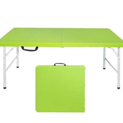 4Ft Folding Table For Camping & Outdoor Activities, 135Kg Max Load, Portable With Fixed Grip, Smooth And Waterproof Surface, Stable Triangular Understructure, Steel