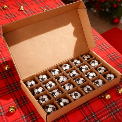 Ensemble de 24 décorations de Noël incassables, balles de sport scintillantes de 2,36 po