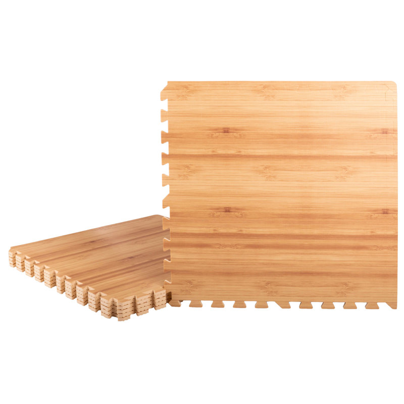 Carreaux de sol en mousse Stalwart - 24 tuiles de mousse à grain de bois SQFT avec bordure - Tapis de jeu en mousse pour salle de jeu ou de gymnastique