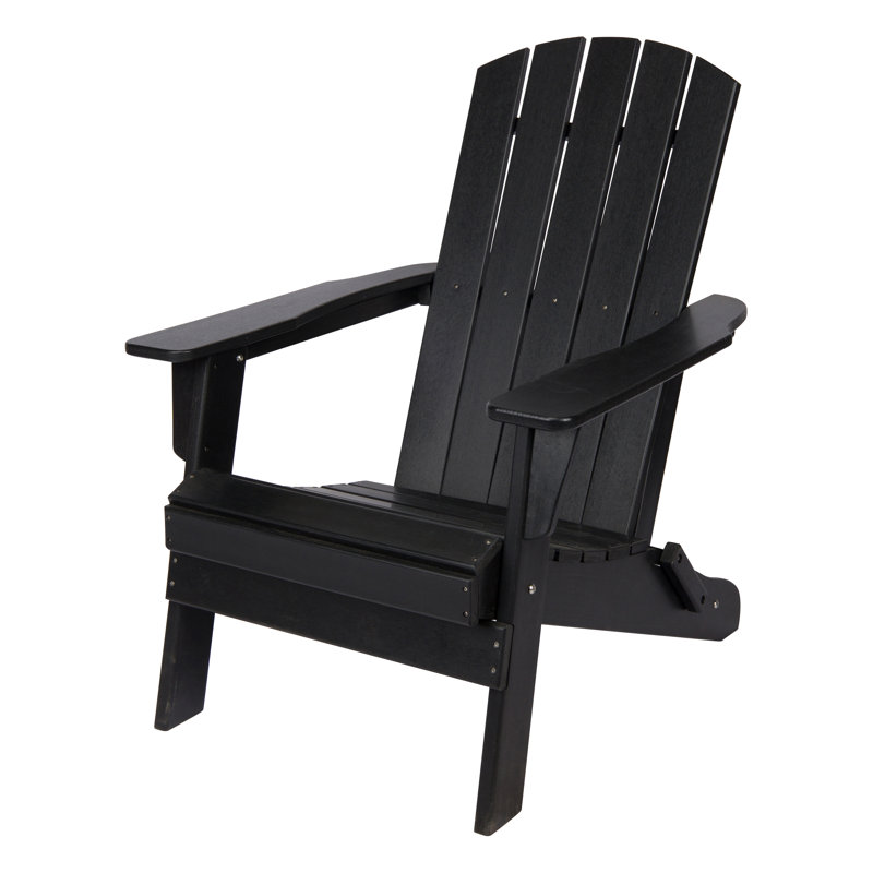 Chaise Adirondack pliante en PEHD résistante aux intempéries Marina, Noir, noir, noir, noir