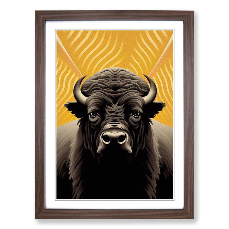 Bison Op Art - Framed Print, Walnut Framed, 46cm H x 34cm W x 2cm D
