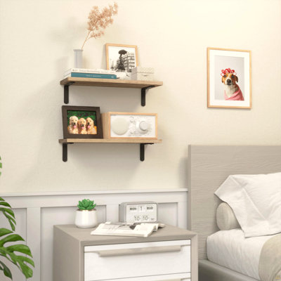 Ensemble de 2 tablettes rustiques en bois de style rustique pour décoration murale, tablettes suspendues