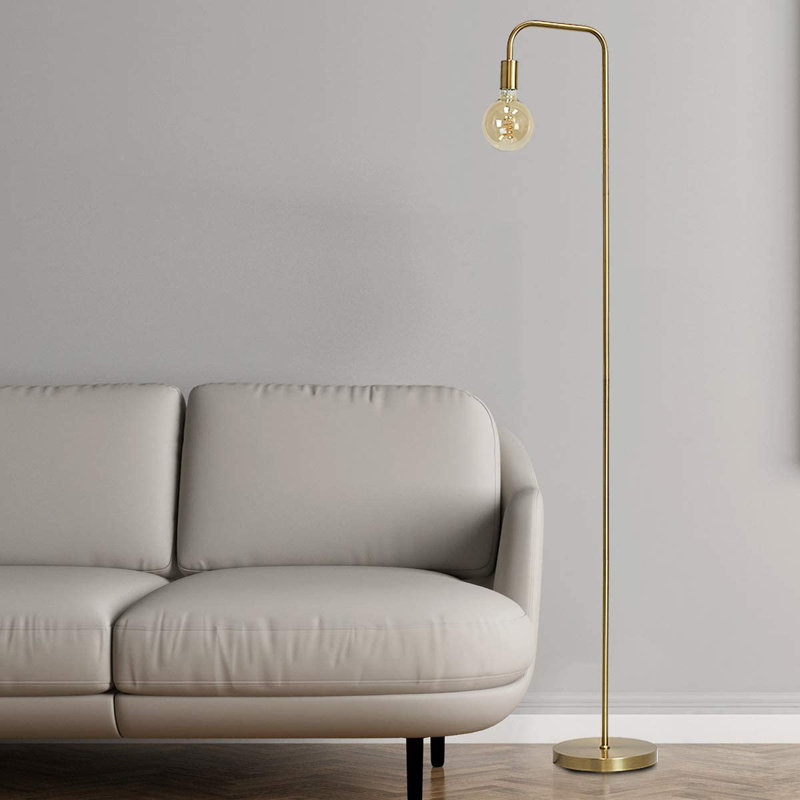 Zumbrota Minimalist Design Industrial Floor Lamp, Antique Brass