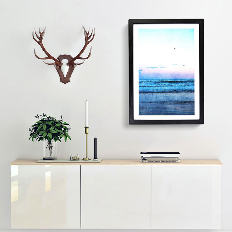 Seagulls Flying High - Framed Print, 33cm H x 24cm W x 2cm D, Black Framed