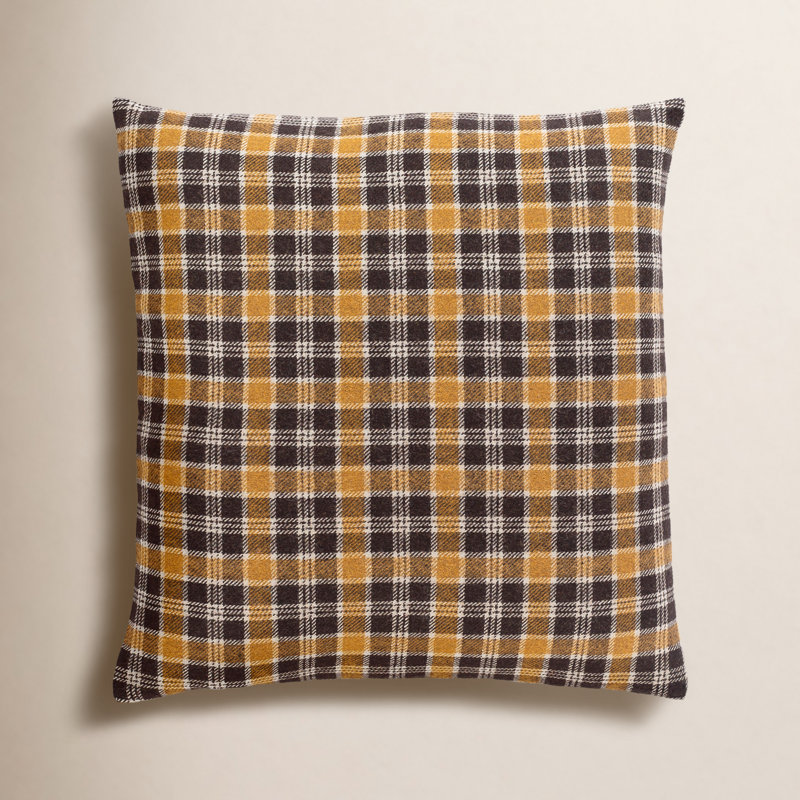 Waltman Plaid Reversible Throw Pillow, 18" x 18", Down
