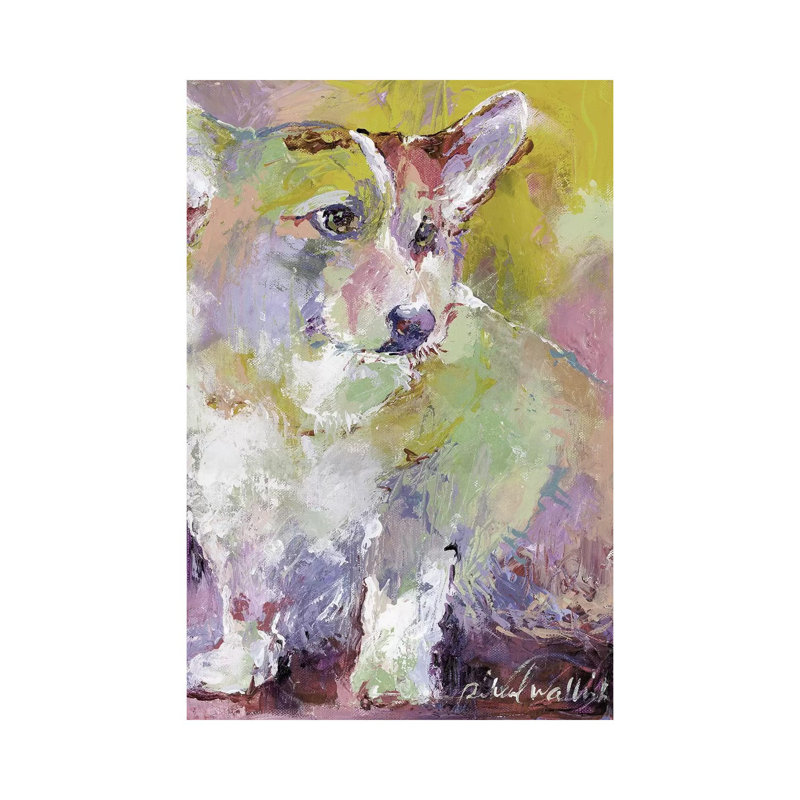 Corgi par Richard Wallich - reproduction d'art, Toile tendue, Aucun mat, H 12 po x l 8 po x P 0,75 po