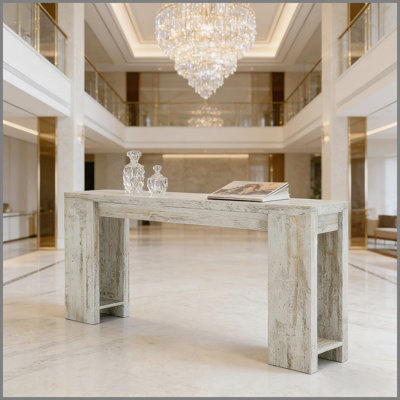 Table d'entrée en bois, console, canapé