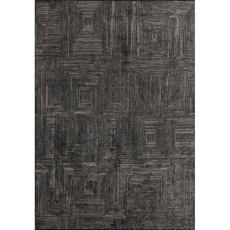 Tapis traditionnel à motif géométrique, Rectangle 9 pi 10 po x 14 pi