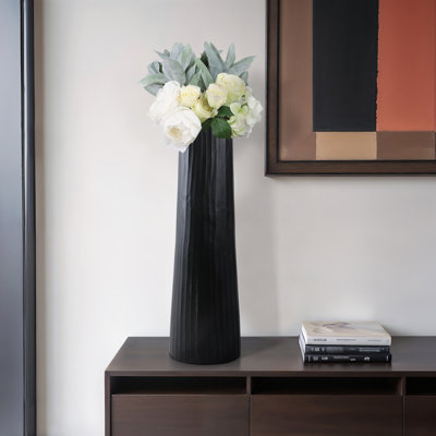 Vase texturé en métal cannelé pour l'intérieur et l'extérieur 