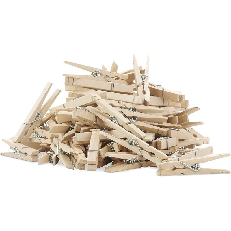 Paquet de 50 pinces à linge en bois robustes, pinces en bois naturel de 3,38 pouces avec ressorts résistants à la rouille pour la lessive et l'artisanat