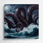 Art mural gris Sci Fi Kraken tentacules sortant de l'océan-89991812