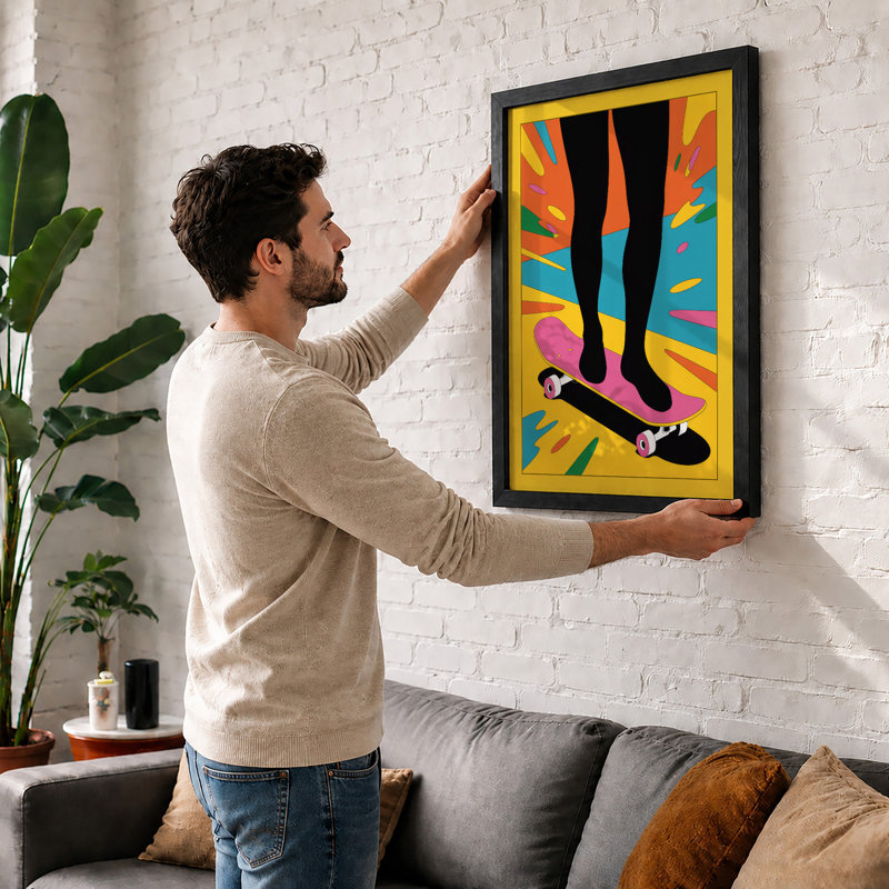 Standing in Colour Modern - Framed Print, A2 - 59.4 x 42.0 cm, Walnut