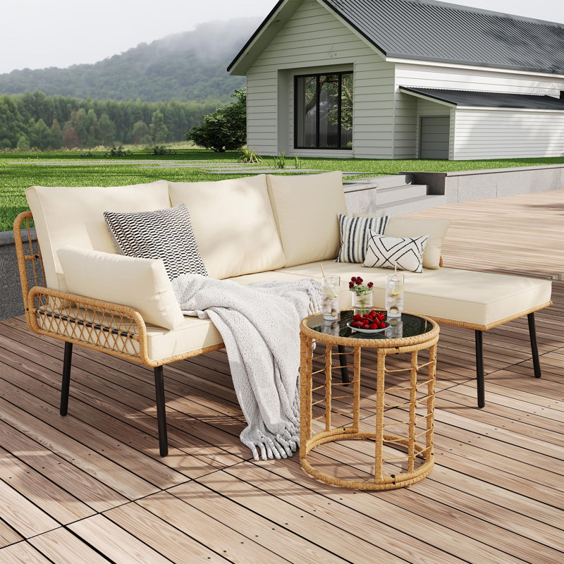 3 Pieces Outdoor Wicker Patio Conversation Bistro Set