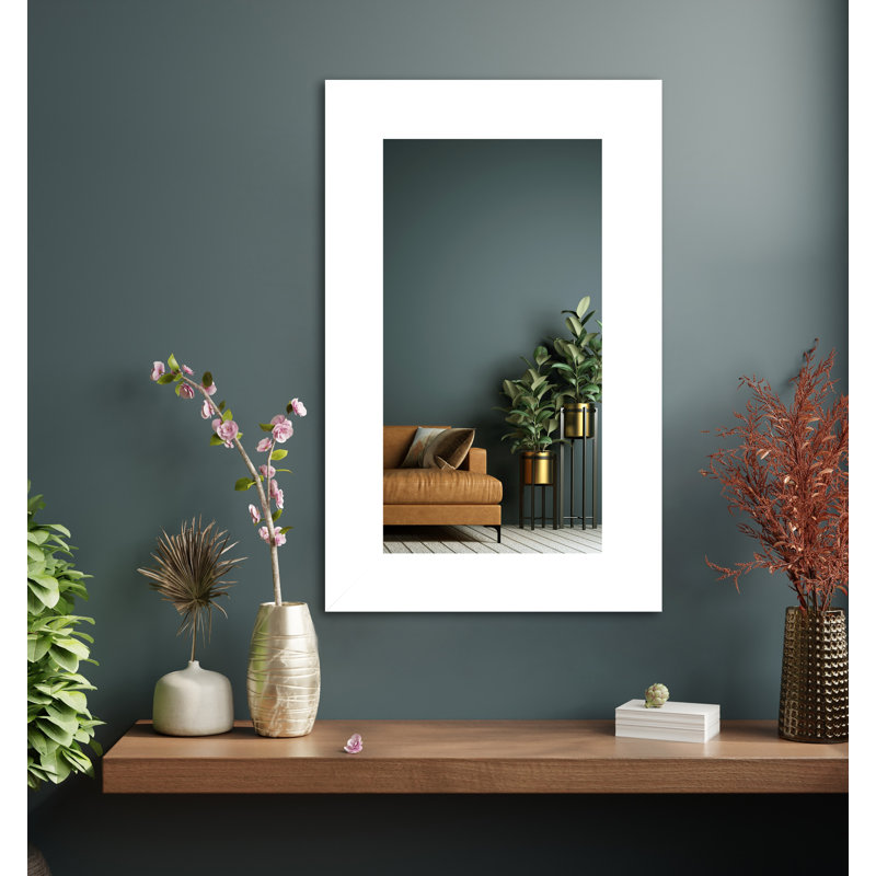 Maci Eileen Engineered Wood Flat Wall Mirror, 33" x 28", Gloss White
