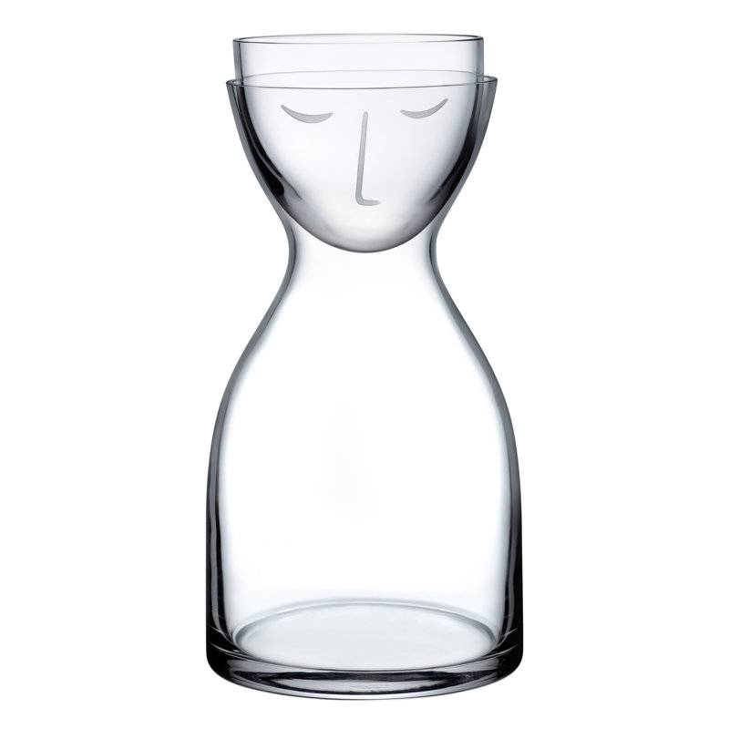 Mr. Mrs. 2 - Piece Crystal Lead Free Crystal Carafe Set, Clear, 7.75" H x 4.25" W x 4.25" D