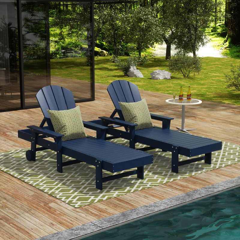 Laguna Outdoor Chaise Lounge Set, Navy Blue