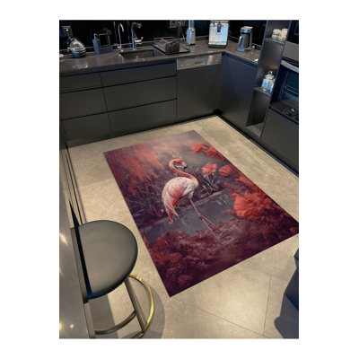Tapis décoratif moderne Flamingo and Lake