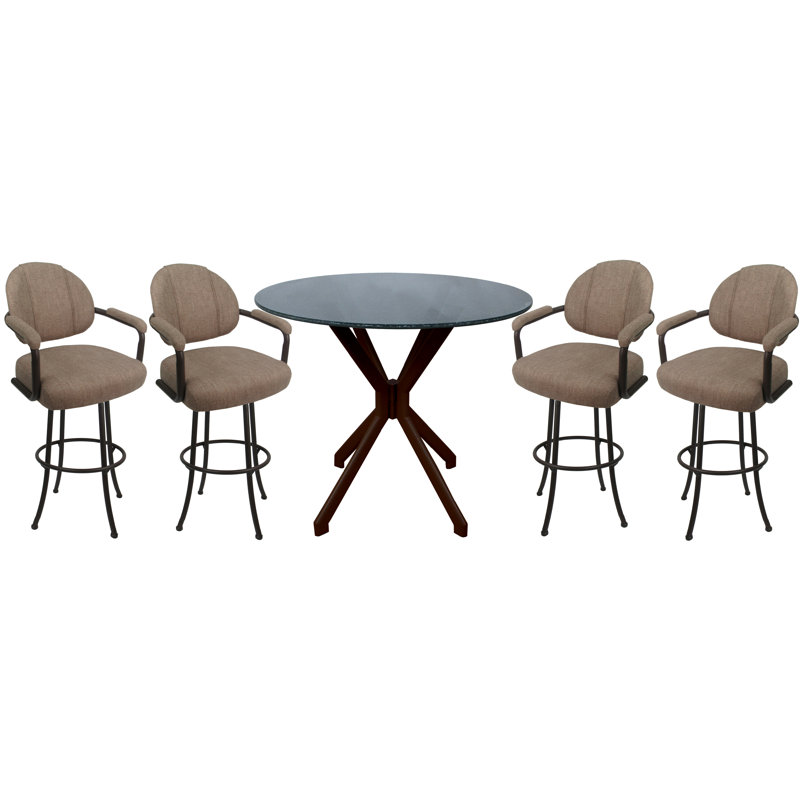 Ensemble de salle à manger à hauteur de comptoir 4 personnes Rabiah, Brun