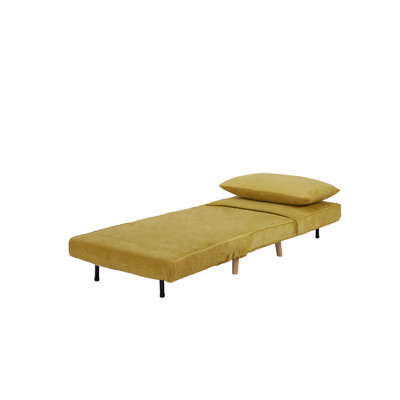 3 in 1 Convertible Sleeper Chair, 30.5 Inches Sofa Bed Loveseat Couch for Small Spaces Living Room,Bedroom and Apartment(Chenille Mustard Yellow)