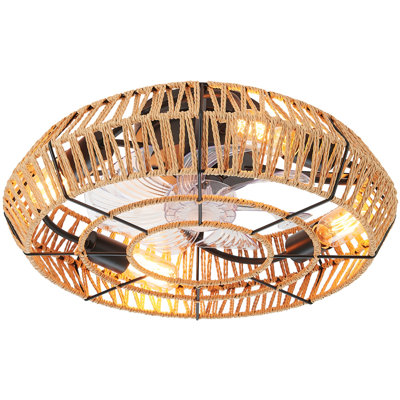 Mattawan 19.6"- 4 Light 7 Blade Caged Ceiling Fan with Remote Control and Light Kit Included