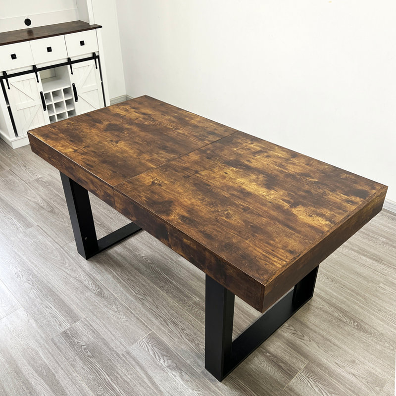 Table de salle à manger extensible pour 6 à 10 personnes, table de salle à manger extensible pour cuisine moderne en bois de style campagnard