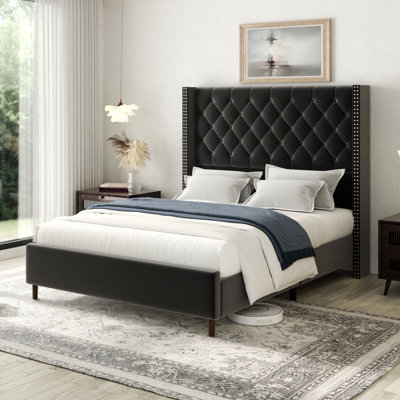 Base de lit tapissier à oreilles avec tête de lit 61 po Plainfield