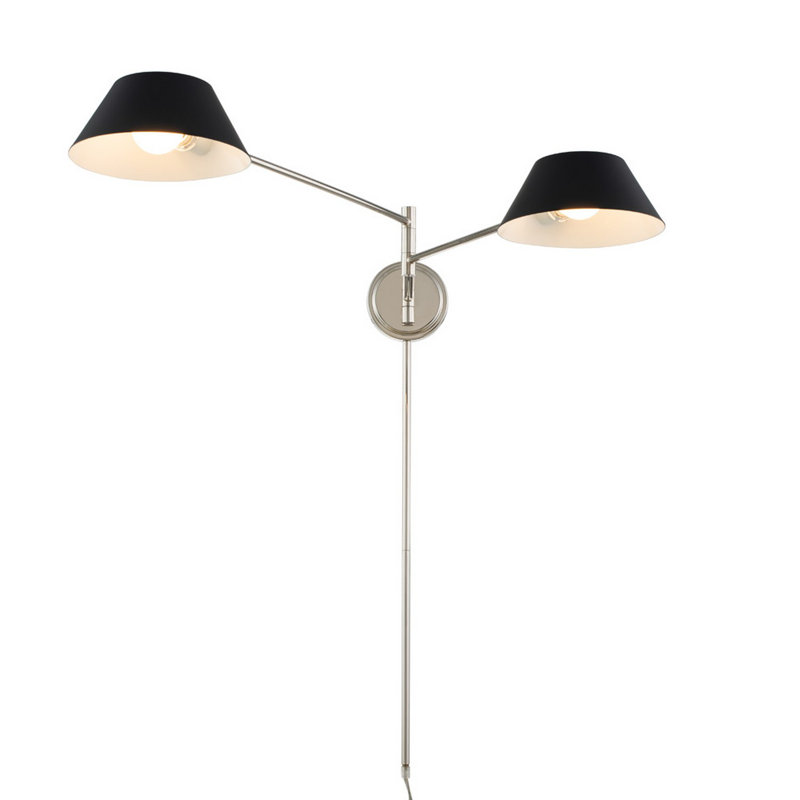 Applique murale brun foncé / noir en nickel poli 2 LT Bruno