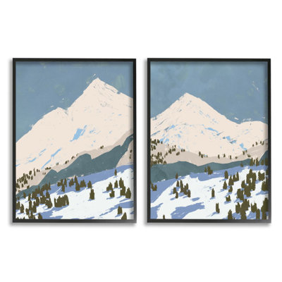" Snowy Mountain Forest Landscape " by Jacob Green 2 - Pieces