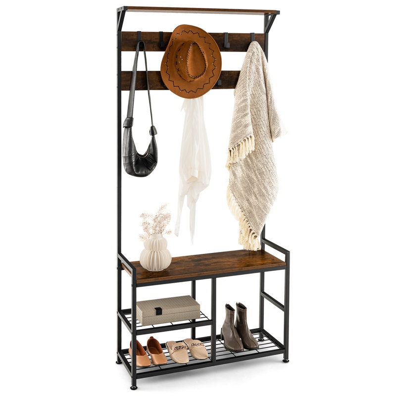 Gattilier 84 cm W Hall Tree with Storage Bench and Shoe Storage