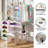 Modern LED Lights Vanity Table Set with Sliding Mirror and Power Outlet for Women,-1500136734