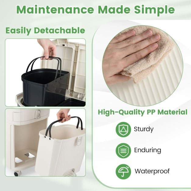 Plastic Waste Bin, Beige